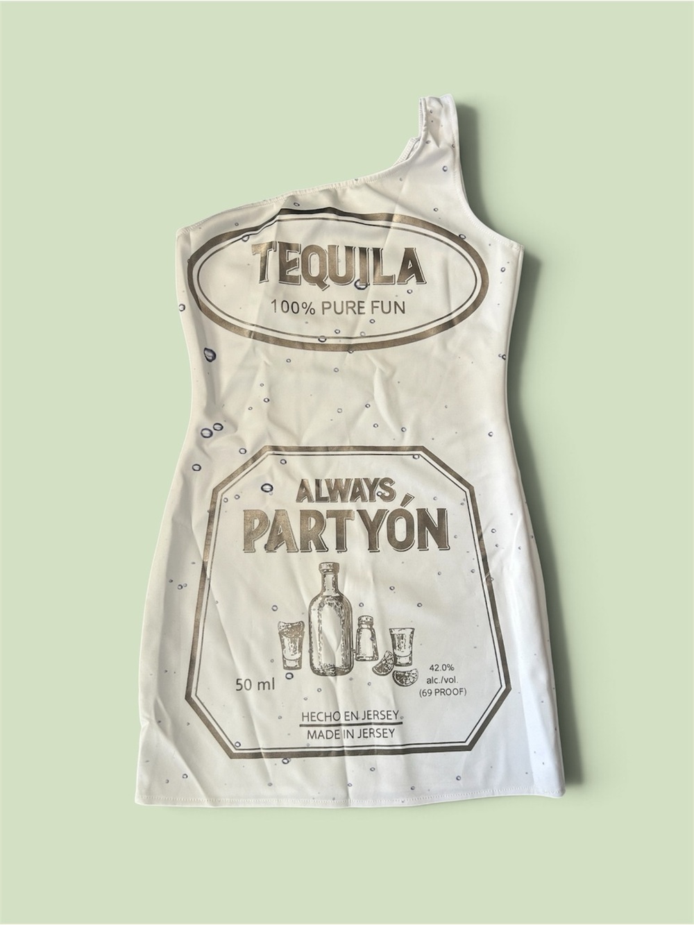 Tequila Always Partyón One-Shoulder Halloween costume Dress - White